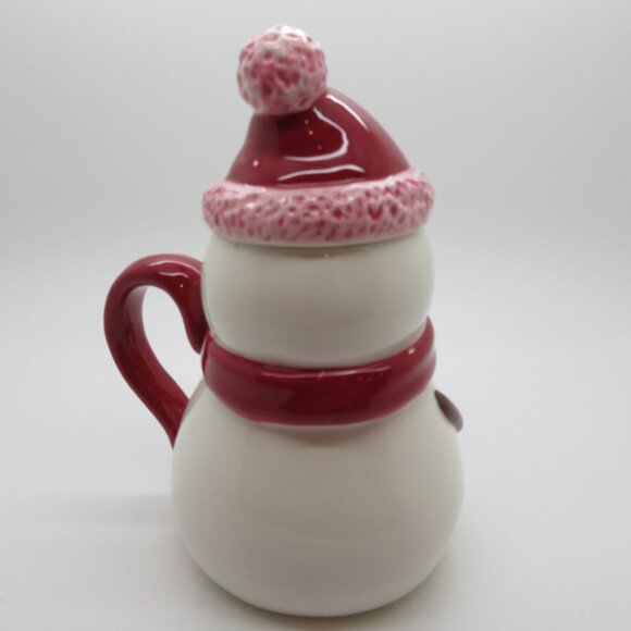 Christmas 12 oz Ceramic Snowman Tea Coffee Mug Cup Starbucks Holiday 2006 Lid - Picture 7 of 16